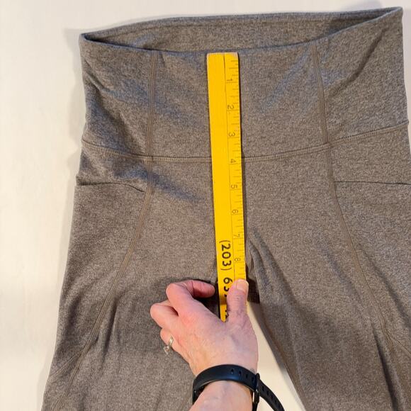 Athleta Mid Rise Leggings XS Heathered Taupe Pockets Full Length Yoga Workout - Picture 7 of 9